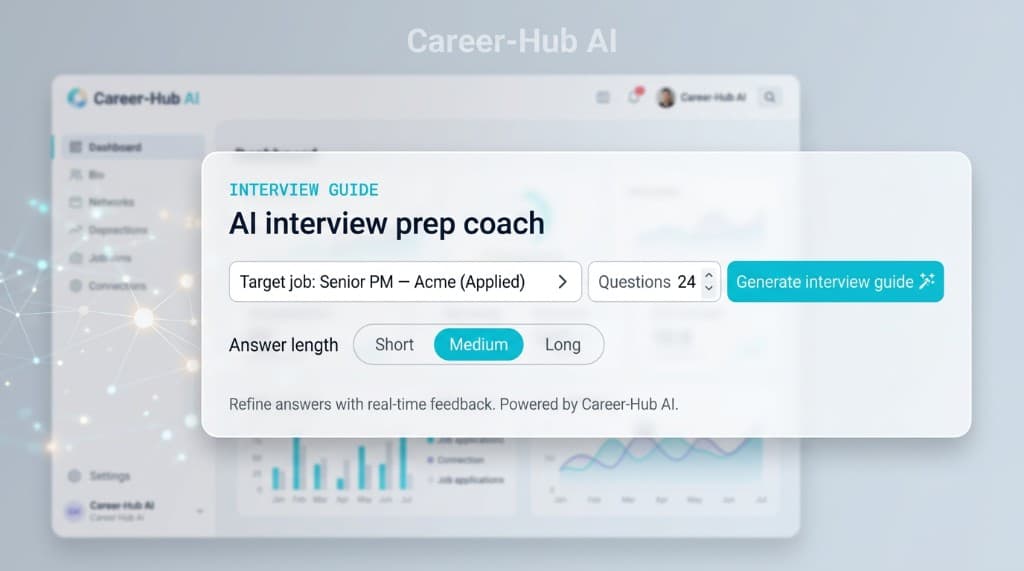 Interview Guide modal with job selector and generate controls